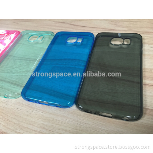 2015 colorful TPU Silicon Silicom Gel case cover for Galaxy S6-Clear Transparent Pink Blue Green Black